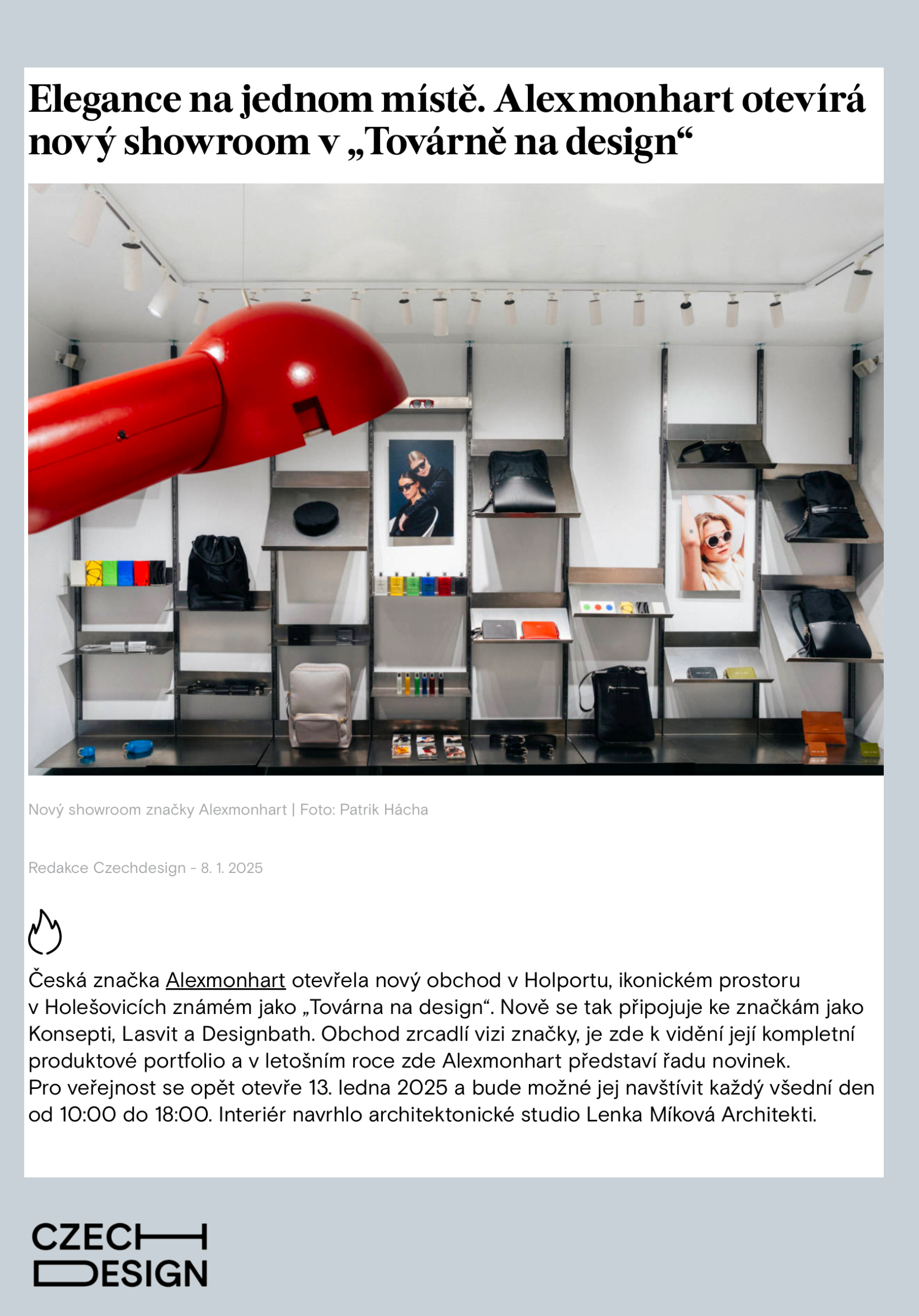 Elegance na jednom místě. Alexmonhart otevírá nový showroom v „Továrně na design“