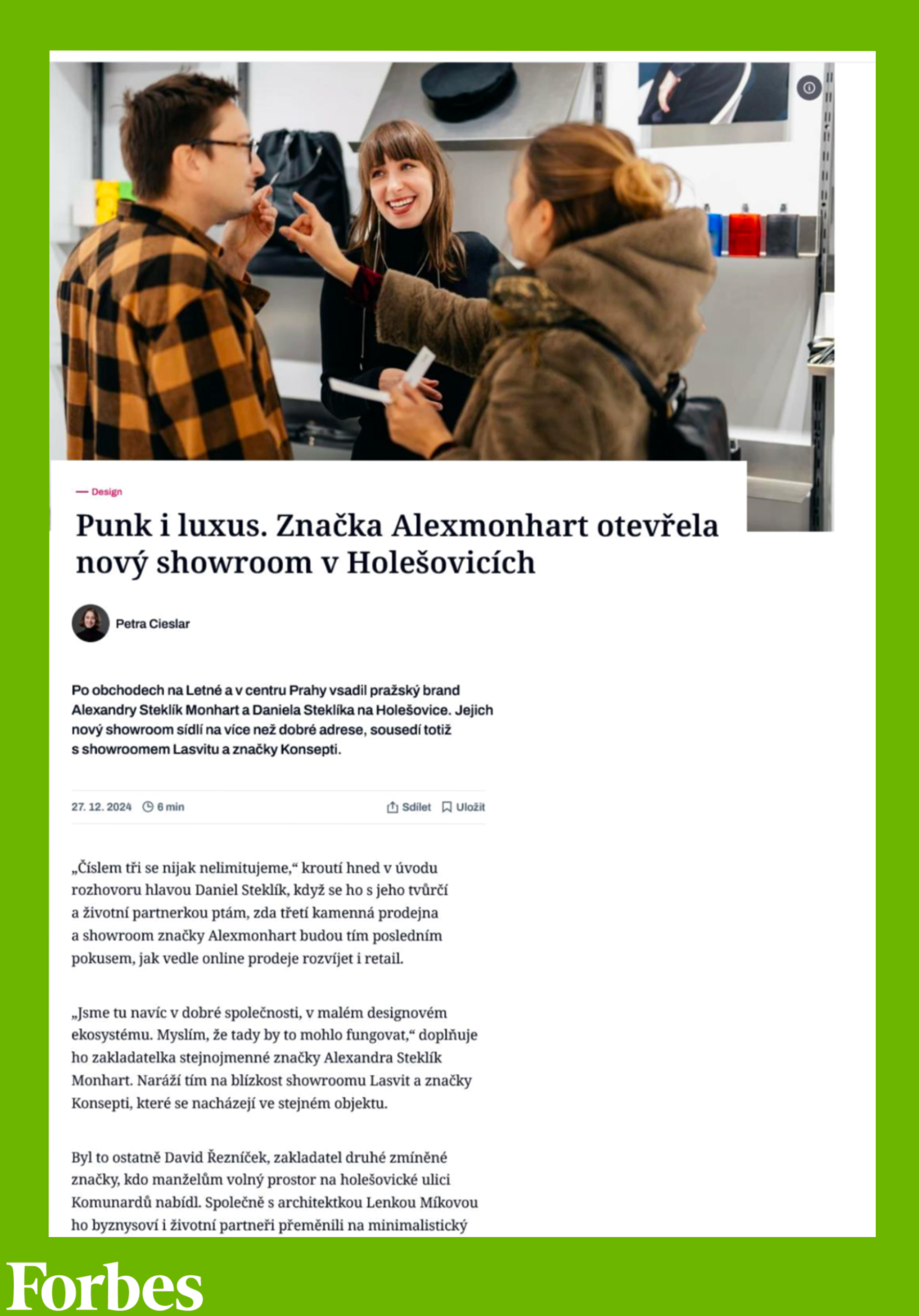 Punk i luxus. Alexmonhart otevřela nový showroom v Holešovicích.